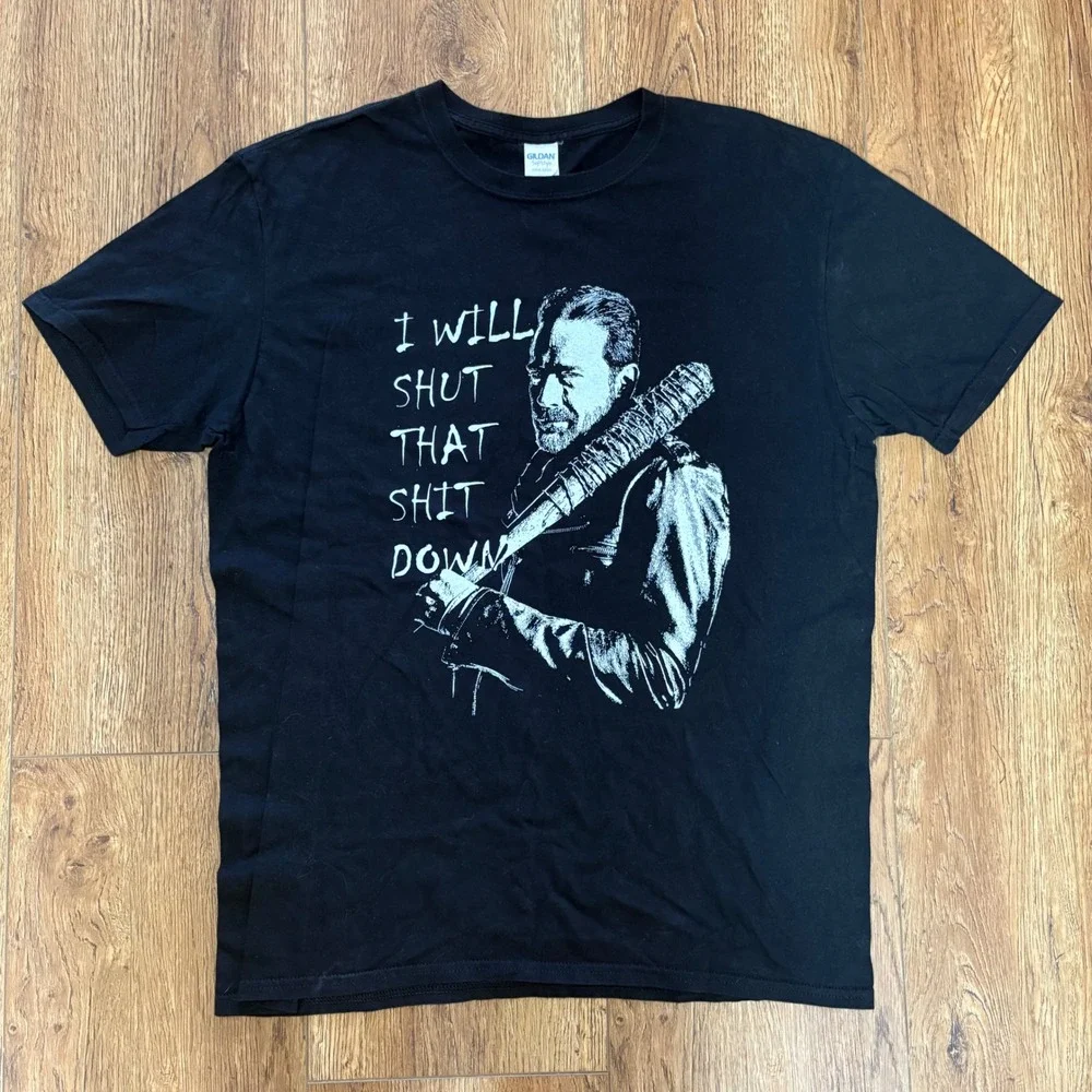 The Walking Dead Negan I Will Shut That Down Shirt Mens XL Black Gildan Tee - Picture 1 of 7